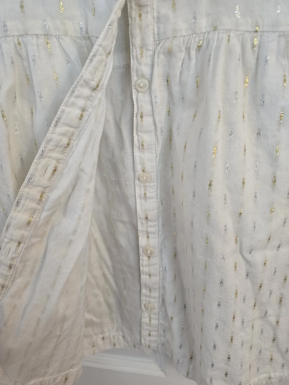 Gymboree Cream Button-Front Peasant Blouse
